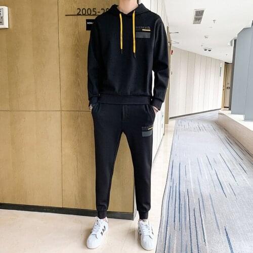 Mens autumn mens tracksuit hoodies sweatpants 2 piece set sweatsuit gym hip hop streetwear sweatshirts ropa para hombre casual