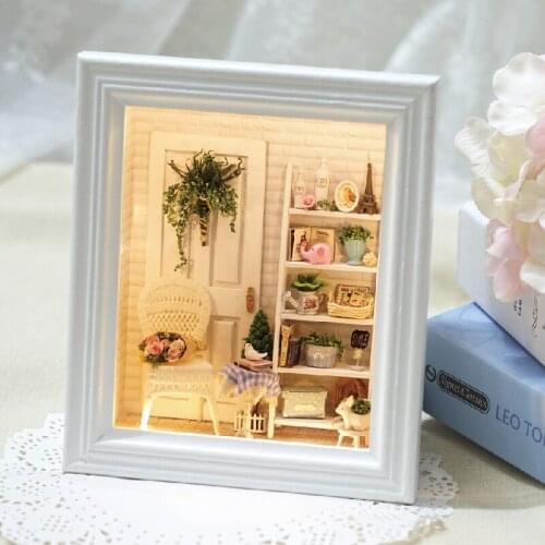 DIY Doll House Kit Photo Frame Design Miniature Dollhouse Hand Made 3D wooden Toys Gifts for Lady Children Birthday Holiday