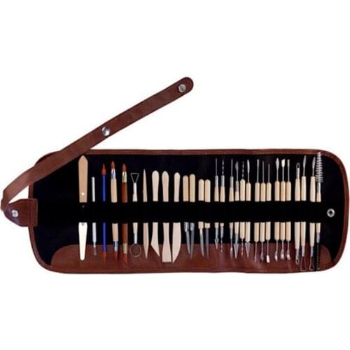 Pottery Tools 30-Piece Roll Package Crafts Carving Pottery Clay Tools Diy Art Multifunctional Combination
