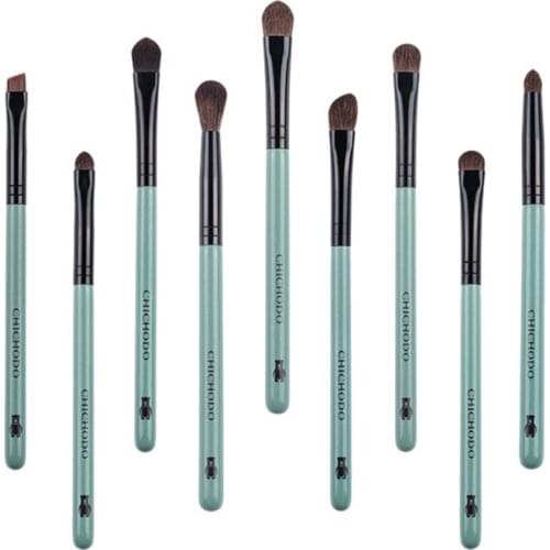 9Pcs Eyeshadow Makeup Brush Set Pony Hair Eye Shadow Smoky Blending Eyebrow Make up Pencil Concealer Brush Red Pink Black Blue