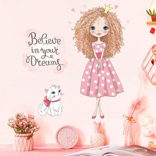 Kitten girl wall sticker childrens room baby nursery room decoration wall decal boy girl gift PVC