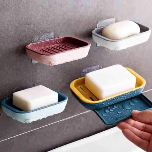 Wall Mounted Soap Sponge Holder Bathroom Soap Draining Rack Kitchen Hanging Soap Dishes