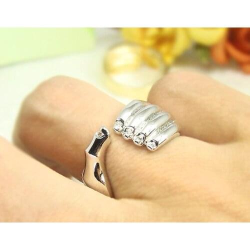 Newest Listed Womens Hand Ring Gold Silver/Gold Crystal Ring Jewelry Wrap Ring Size Adjustable