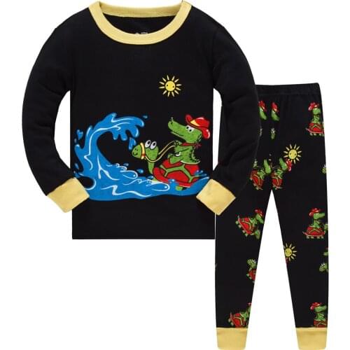 Autumn winter Boys pajamas long sleeve boys sleepwear cotton pyjamas children cartoon crocodile kids pajama sets for 3-8y