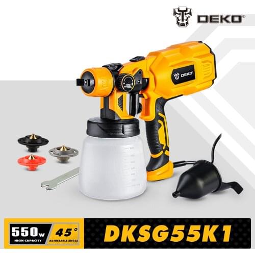 DEKO DKSG55K1 500W Spray Gun Paint Sprayers Airless Paint Sprayer Electric Auto Furniture Steel Coating Airbrush Easy Spraying