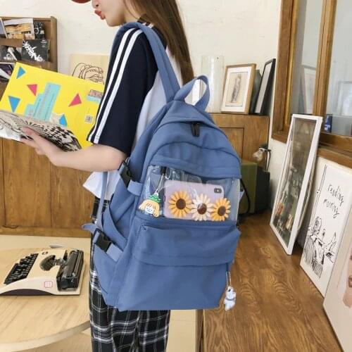 Korean Harajuku Ulzzang Womens Backpack for Girls Transparent Female School Bags for Teenage Girls Boys Cute Women Backpack