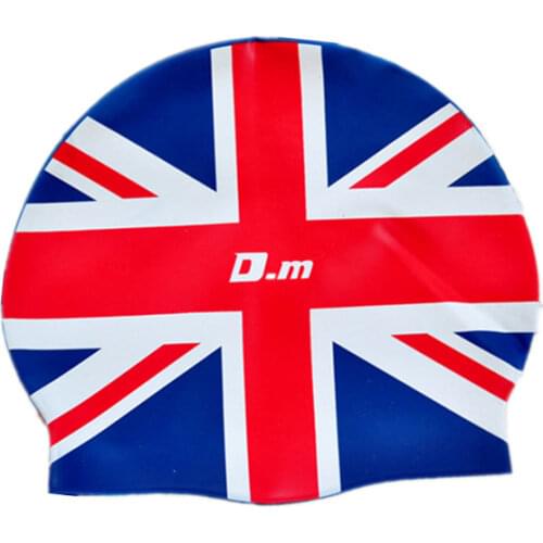 USA Russia Flag Swimming Cap Silicone Waterproof UK AU CN Swim Caps Men & Women Swimming Hat Fit Head 50-60cm