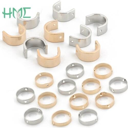 20pcs Double Hole Half Round C Shape Rhodium Gold Copper Metal Charms For DIY Earring Necklace Pendant Jewelry Making Connectors