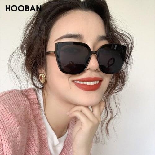 HOOBAN Brand Designer Cateye Women Sunglasses 2020 Retro Oversized Womens Sun Glasses Luxury Square Spectacles UV400
