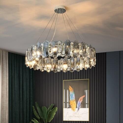 Modern Luxury Crystal Round Pendant Lights Lustre Bedroom Living Dining Room Led Lamp Hanging Light Fixture Indoor Lighting Deco