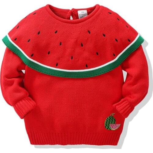 Baby Kids Girls Long Sleeve Watermelon Printing Knit Sweater Autumn Winter Baby Kids Girls Pullover Sweaters Childrens Clothes