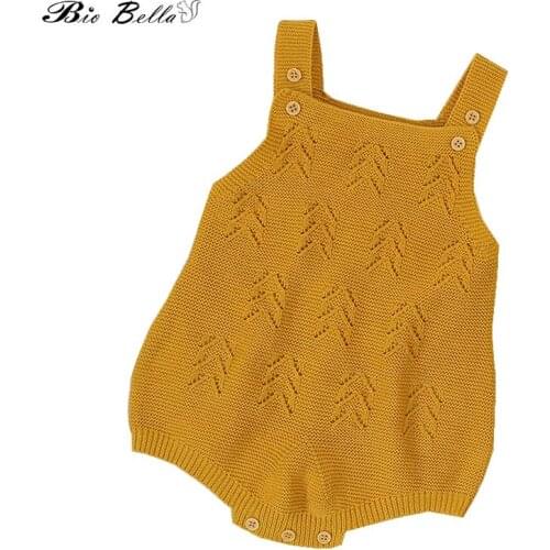 Knitted Baby Boy Girl Sweater Bodysuit Sleeveless Hollow knitted sling 2021 Spring Autumn Sweater Clothing Newborn 0-24M Overall