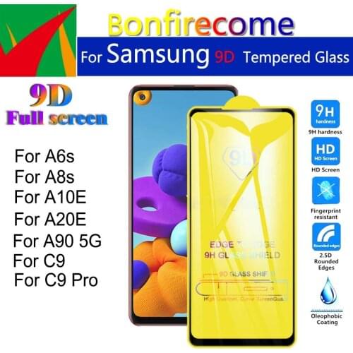 50Pcs\lot 9D Full Cover Tempered Glass For Samsung Galaxy A6s A8s A10E A20E A90 5G Protective Screen For C9 Pro Protector Film