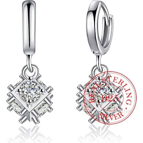 Womens Earring 925 Sterling Silver High Quality AAA Zircon Earrings For Women Lady Wedding Engagement Party Fashion Jewelry