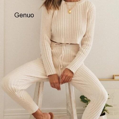 Women Sweater Two Pieces Set Lounge Wear Homesuit Autumn Outfit
