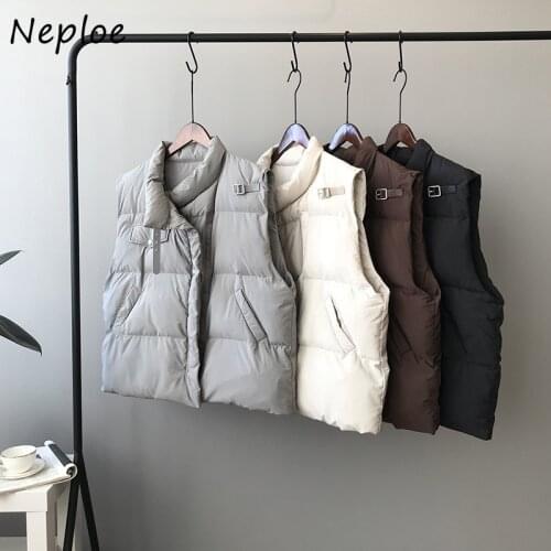 Neploe Winter New 2021 Down Vest Woman Outerwear Korean Style Vests Female Stand Collar Warm Fashion Loose Waistcoat Mujer