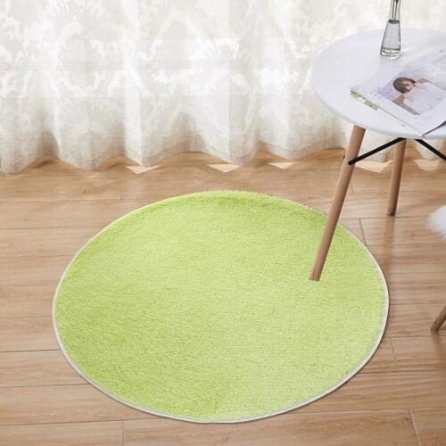 1 Pcs Solid Color Household Silk Thick Round Living Room Silk Bath Carpet For Home Office Floor Protector