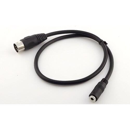 1pc Premium 50cm Din MIDI 5 Pin Male Plug to 3.5mm Stereo Female Socket Audio Cable 50cm