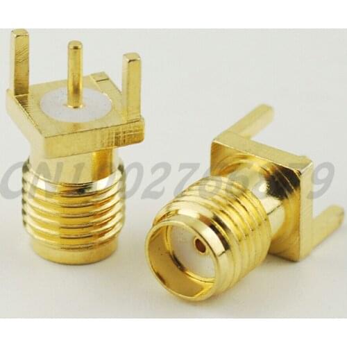 100pcs RF electrical Coaxial Connector SMA female thru hole Jack PCB Mount diagonal plane connector