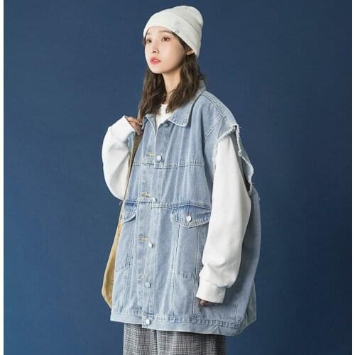 2021 Fashion Women Korean Loose Sleeveless Bear Vest Jacket Trend New Womens Net Red Denim Vest