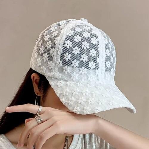2021 women brand summer lace baseball cap cotton breathable mesh girls fashion hiphop snapback caps adjustable female
