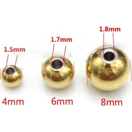 50pcs Quality Brilliant 304 Stainless Steel Smooth Round Big hole Metal Spacer Beads Loose Beads DIY Making Finding Gold Tone