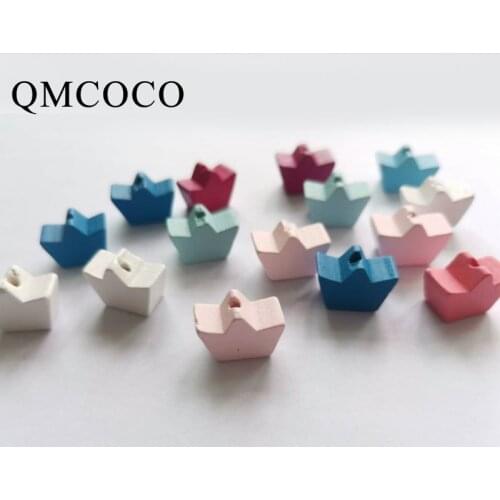 50Pcs Various Color Crown-Shaped Wooden Beads DIY Crafts Jewelry Custom Hemu Loose Beads Home Decorations Baby Toys Accessories