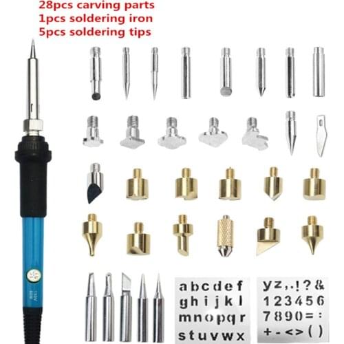 60W Wood Burning Carving Pyrography Pen Kit Adjustable Temperature Soldering Iron Welding Wood Embossing Burning Repair Set