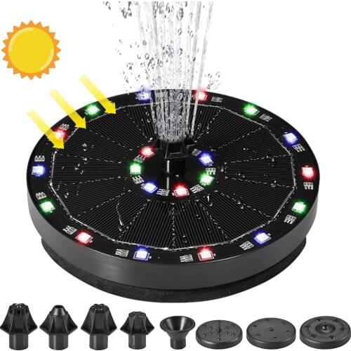7V/3.5W Solar Power Fountain Pump Floating Fountain Garden Fountain Colorful LED Lights Floating Swimming Pools Pond Lawn Decor