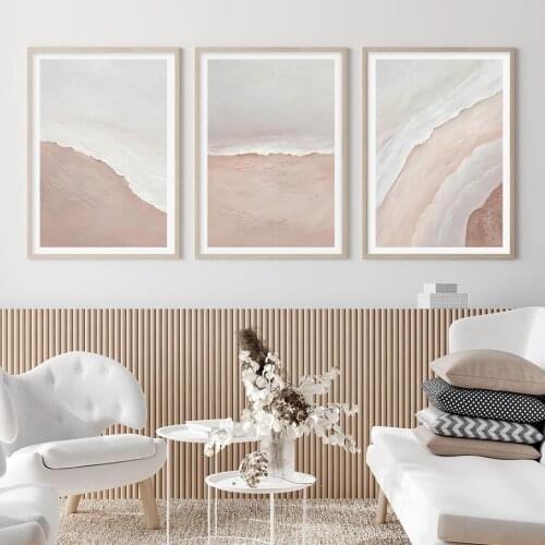 Abstract Pink Beige Beach Sea Waves Bohemia Marble Canvas Painting Posters Wall Art Print Pictures for Modern Home wall Decor