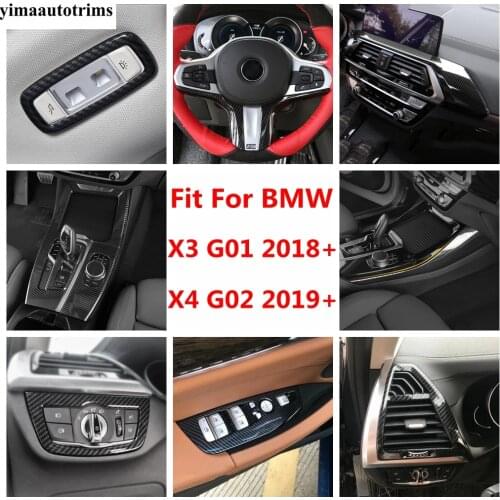 Carbon Fiber Accessories For BMW X3 G01 2018 - 2021 X4 G02 2019 - 2021 Window Lift Head Light Dashboard AC Air Panel Cover Trim