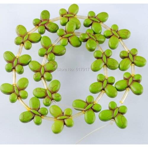 Green Turquoises Howlite Gem Butterfly 20x15mm Loose Beads (20pcs) Strand Jewelry TG3295