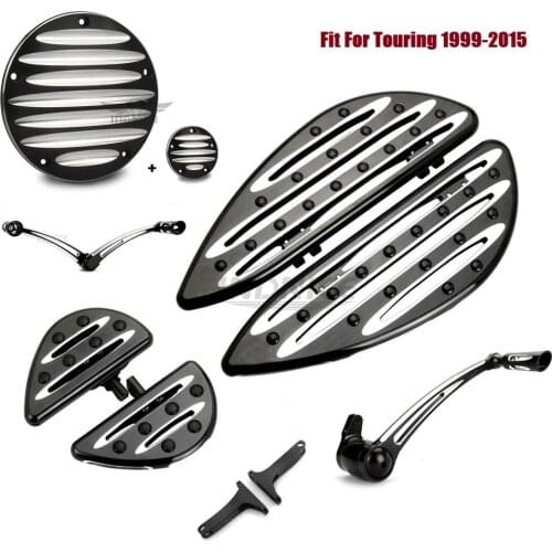 Black front rear floorboards Brake shifter levers Derby timer cover Fit For harley 2014-2015 Tri Glide Ultra FLHTCUTG FLHX FLHR