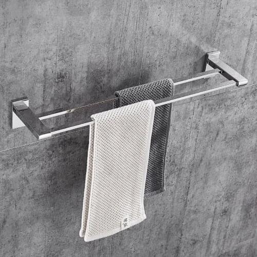 Towel Holder Bathroom Towels Rack Hanger Silver 304 Stainless Steel Wall Hanging Towel Bar Organizer Kitchen Storage Shelf