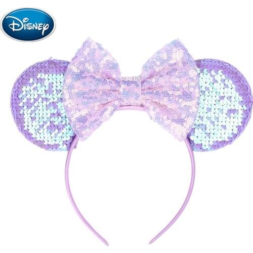 Disney Mouse Ear Donuts Hairband For Girls 5" Hair Bows Big Flip Sequins Ears DIY Kids Hair Accessories Headband Boutique mujer
