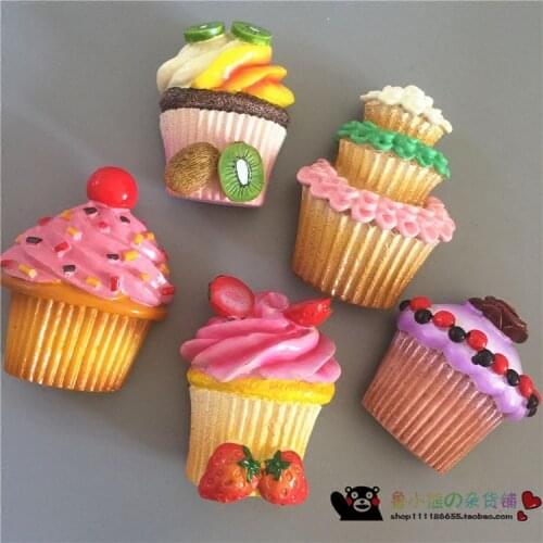Home Decoration Figurines Miniature Crafts Simulation Ice Cream Refrigerator Magnetic Sticker Cupcakes Model Fridge Magnets