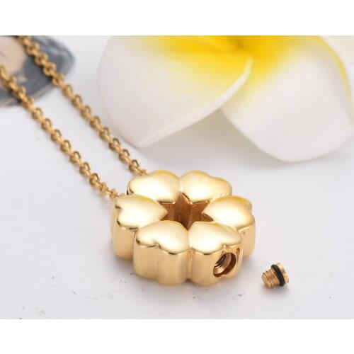 IJD9723 Flowers with Heart Pendant Women Charm Stainless Steel Keepsake Memorial Urn Necklace Cremation Jewelry