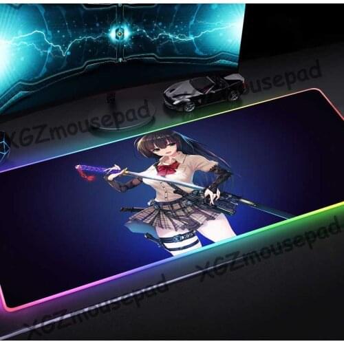 XGZ Anime Cute Shooter Swordsman HD Custom Large RGB Mouse Pad Black Lock Edge Computer Desk Mat Rubber Non-slip 900x400/800x300