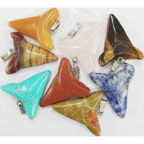 Shark teeth natural stone Necklace pendant for jewelry making animal charm Fashion men pendants12pcs/lot Free shipping wholesale