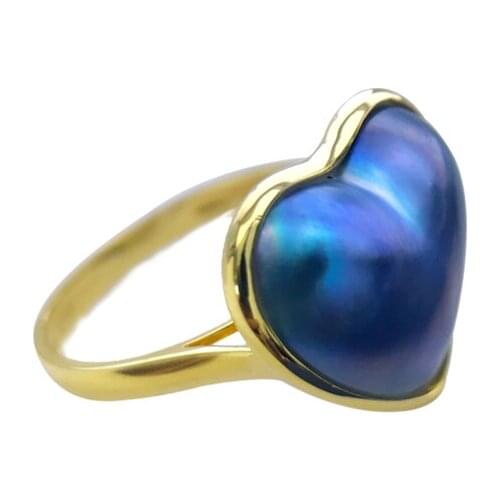 MABE Pearl HEART South sea pearl pendant necklace/Ring/Earrings 18k FPPJ nature white/pink/blue