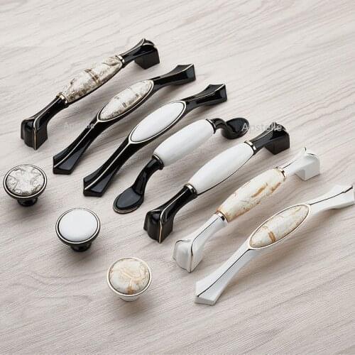 Furniture Dresser Knob Zinc Alloy Ceramic Nordic Style 96mm/128mm Cupboard Drawer Handle Kitchen Cabinet Hardware
