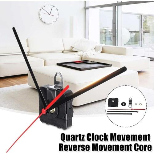 1 Set Backward Reverse Running Quartz Clock Movement Mechanism Core Silent Mute Repair DIY Kit With Hook Replacement Hour Hand