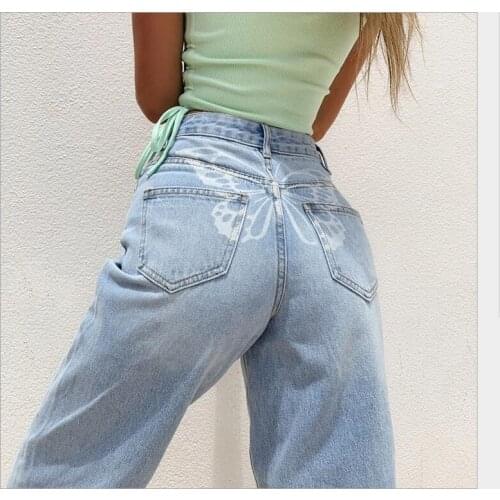 Butterfly Printed Y2K Baggy Jeans Streetwear High Waist Loose Denim Trousers Fashion Korean Aesthetic Cargo Pants YGhan
