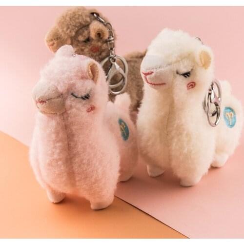 Cute mini alpaca smiling alpaca soft cotton animal plush stuffed doll toy keychain cartoon bag pendant kids girl birthday gift