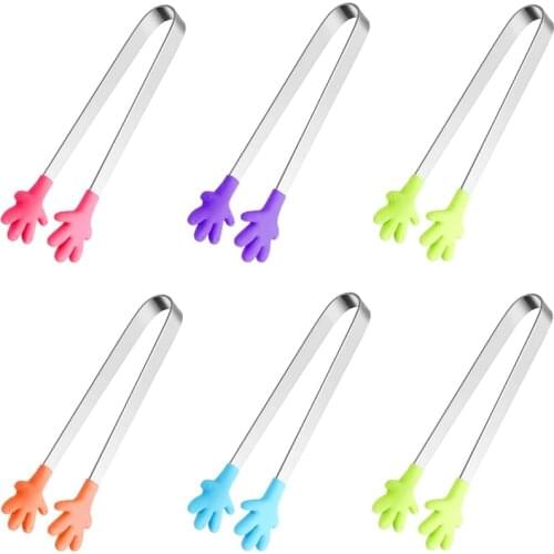 Mini Tong, Hand Shape Silicone Food Tongs, 5Inch Kid Tongs for Sugar Squares, Colorful Kitchen Tongs Perfect for Kids