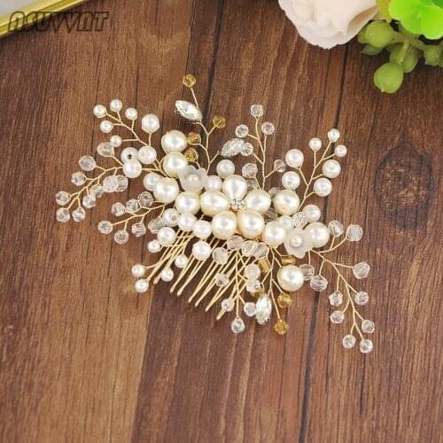Fashion Bridal Wedding Hair Accessories Rhinestone Pearl Combs Headband Bridesmaid Women Dress Up Headdress Jewelry For Party