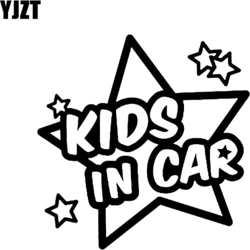 YJZT 13CM*13.2CM KIDS IN CAR Decal Vinyl Car Lovely Stars Sticker Black/Silver C10-00748