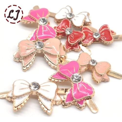 New arrived lovely 10pcs/lot butterfly shoe Buckles Fasteners gold Plated Ribbon Slider bow DIY Rhinestone Settting accessories