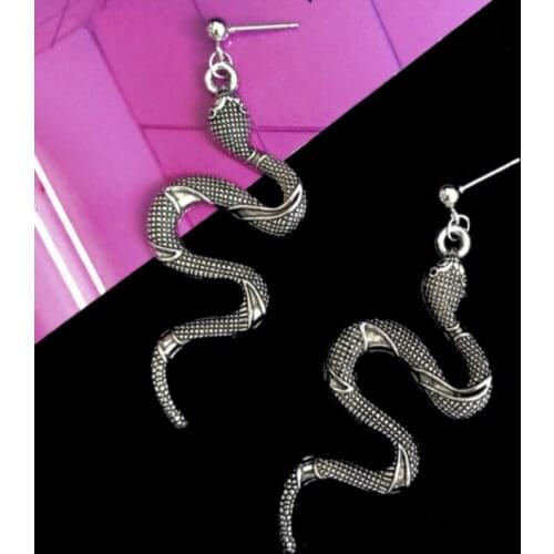 New Korean Fashion Earrings Trendy 2020 Women Jewelry Personality Retro Silver Punk Dangle Snake Earrings Ear Clip Stud Earring