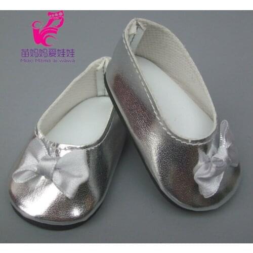 Girl 7cm silver Doll Shoes Fits 18 inch Doll Shoes for 45cm baby Dolls shoes